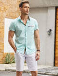 Coofandy Casual Plaid Collar Linen Style Shirt (US Only) Shirts coofandy