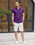 Coofandy Casual Plaid Collar Linen Style Shirt (US Only) Shirts coofandy