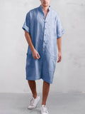 Stand Collar Cotton Linen Jumpsuit Jumpsuit coofandystore Blue S