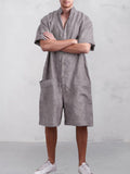 Stand Collar Cotton Linen Jumpsuit Jumpsuit coofandystore