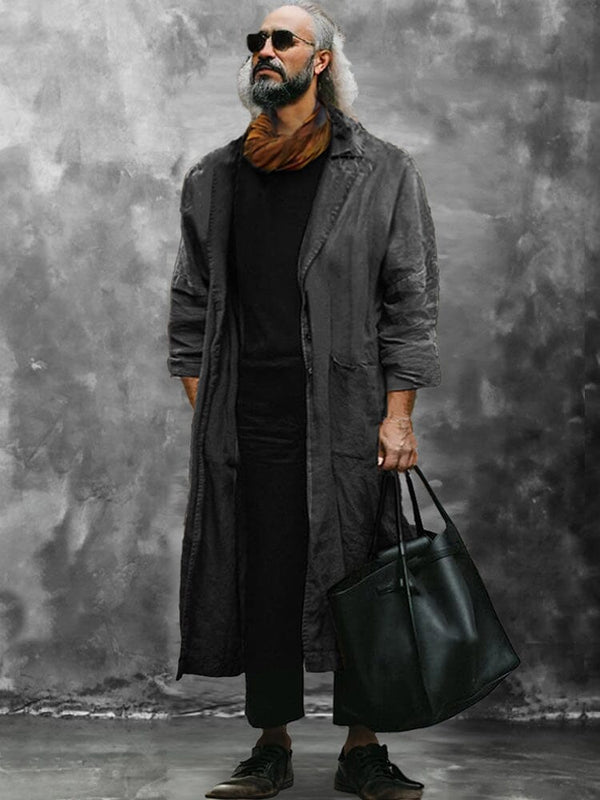 Casual Simple Lapel Outerwear Coat coofandystore Black M
