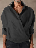 Unique Slant Button Placket Tops Shirts coofandystore Black M