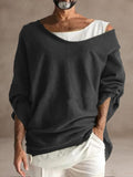 Cozy Fake Two-Piece Top Shirts coofandystore Black M