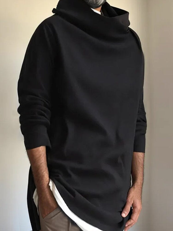 Casual Simple High-Neck Sweatshirt Hoodies coofandystore Black M