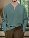 Casual Soft V-Neck Top Hoodies coofandy Blue M