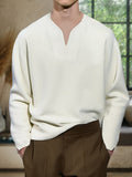 Casual Soft V-Neck Top Hoodies coofandy Beige M