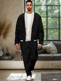 Casual Color Block Jacket Set Sets coofandy Black M
