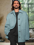 Classic Casual Short Tweed Coat Coat coofandy Blue M