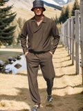 Casual Versatile 2-Piece Set Sets coofandy Brown M