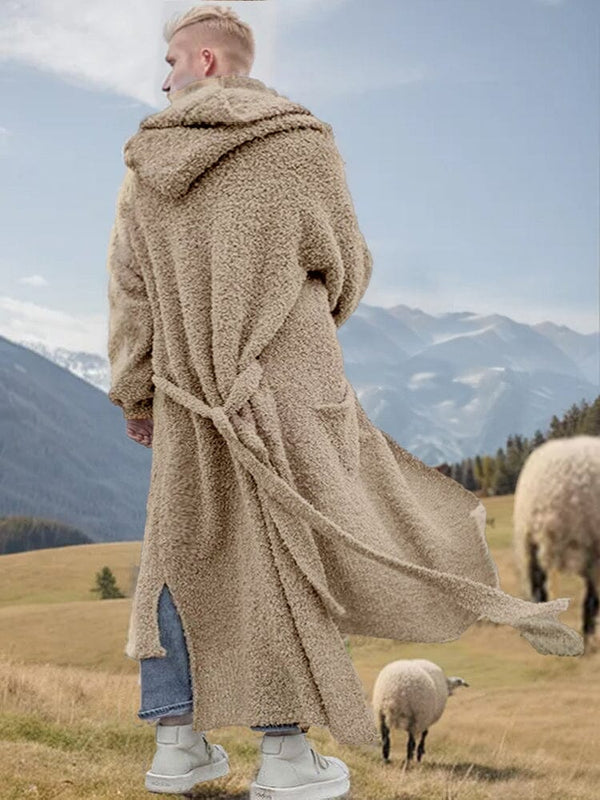 Casual Long Hooded Outerwear Cardigans coofandy Camel M