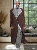 Color Blocking Layered Tweed Coat Coat coofandy Brown M