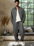 Casual Textured Jacket Set Sets coofandy Grey M