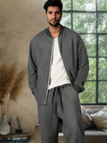 Casual Textured Jacket Set Sets coofandy