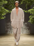 Luxury Belted 2-Piece Outfits Sets coofandy Apricot M