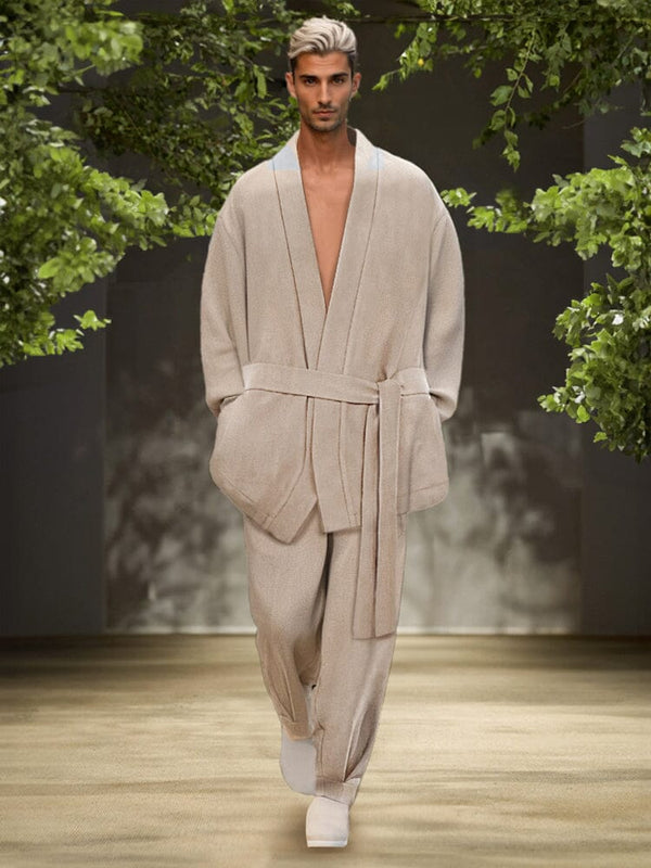 Luxury Belted 2-Piece Outfits Sets coofandy Apricot M