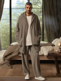 Comfy Hooded Cardigan Pants Outfits Sets coofandy Camel M