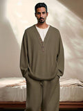Stylish V-Neck Top Pants Sets Sets coofandy