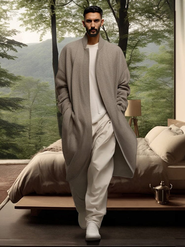 Ultra-Soft Thermal Long Outerwear Cardigans coofandy Khaki M