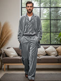 Luxury Soft Velvet 3-Piece Outfits Sets coofandy Grey M