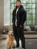 Comfy Polar Fleece Hooded Jumpsuit Jumpsuit coofandy Black M