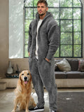 Comfy Polar Fleece Hooded Jumpsuit Jumpsuit coofandy Gray M