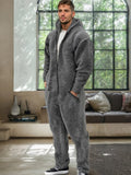 Comfy Polar Fleece Hooded Jumpsuit Jumpsuit coofandy