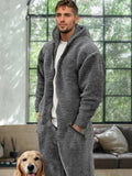 Comfy Polar Fleece Hooded Jumpsuit Jumpsuit coofandy