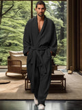 Casual Simple Belted Jumpsuit Jumpsuit coofandy Black M