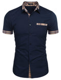 Coofandy Casual Plaid Collar Linen Style Shirt (US Only) Shirts coofandy