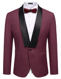 Slim Fit Suits One Button Shawl Lapel Tuxedo (US Only) Suit Set coofandystore Wine Red S