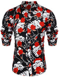 Floral Hawaiian Tropical Button Down Beach Shirt (US Only) Shirts coofandy Black:skull print S