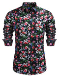 Floral Hawaiian Tropical Button Down Beach Shirt (US Only) Shirts coofandy Black Floral S