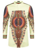 Casual Ethnic Graphic Long Shirt (US Only) Shirts COOFANDY Store Cream S