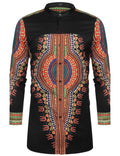 Casual Ethnic Graphic Long Shirt (US Only) Shirts COOFANDY Store Black S