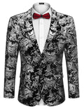 Floral Luxury Tuxedo Dinner Party Blazer (US Only) Blazer coofandy Silver S