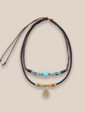 Faux Turquoise Bead Coin Pendant Accessory coofandystore Necklace F