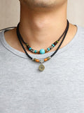Faux Turquoise Bead Coin Pendant Accessory coofandystore