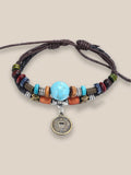 Faux Turquoise Bead Coin Pendant Accessory coofandystore Bracelet F