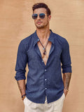Coofandy Long Sleeve Button Down Shirt Shirts coofandy Royal Blue M