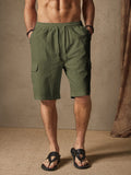 Linen Style Casual Shorts with Pockets Shorts coofandy Army Green M