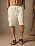 Linen Style Casual Shorts with Pockets Shorts coofandy Khaki M