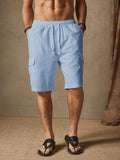 Linen Style Casual Shorts with Pockets Shorts coofandy Sky Blue M