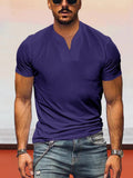 Loose Fit V-neck Short Sleeves T-shirt T-Shirt coofandystore Dark Purple S