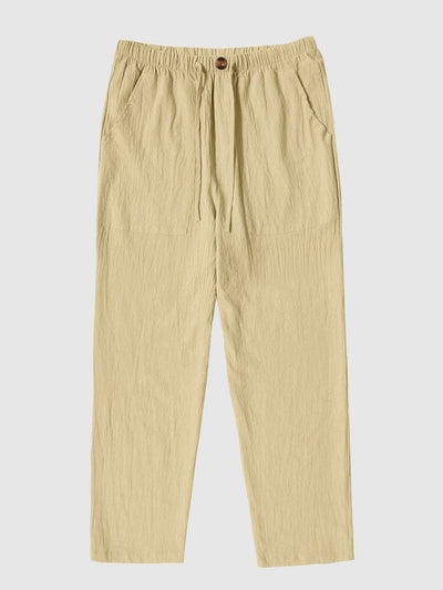 Coofandy Linen Style Yoga Pants With Pockets coofandystore Light Yellow S 