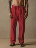 Cotton Linen Style Yoga Pants With Pockets Pants coofandystore Red S