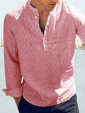 Coofandy Linen Style Stripe Shirts Shirts coofandy Red S