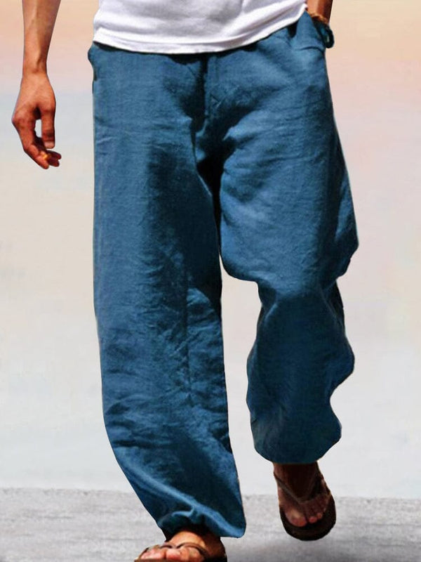Soft Cotton Linen Wide Leg Pants Pants coofandystore Blue XS