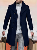 Coofandy Lapel Tweed Coat coofandystore Navy Blue S