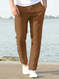 Casual Loose Solid Color Lacing Elastic Waist Pants Pants coofandystore White M