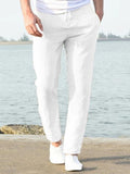 Casual Loose Solid Color Lacing Elastic Waist Pants Pants coofandystore
